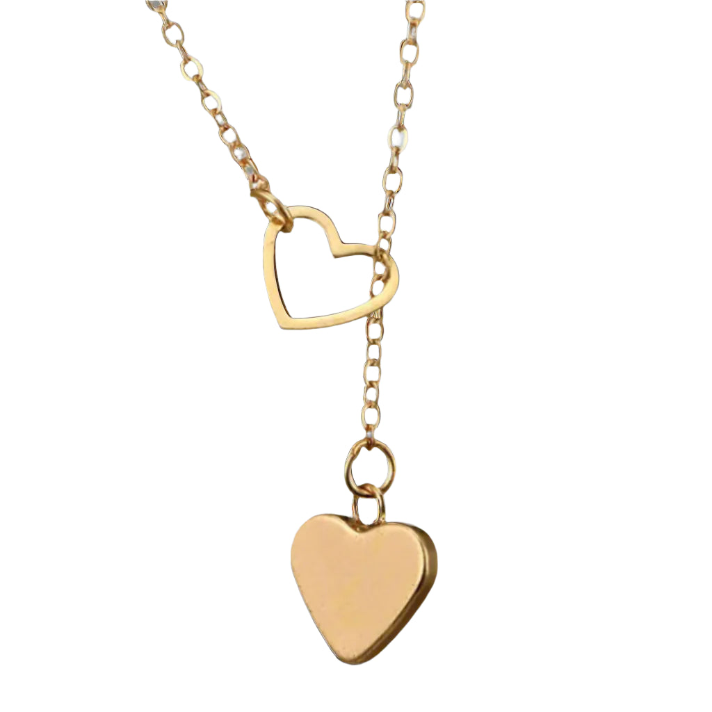 Chain Lariat Charming Hearts Necklace